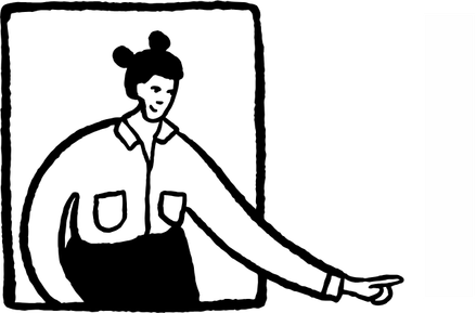 Illustration of a person pointing, representing active involvement in learning